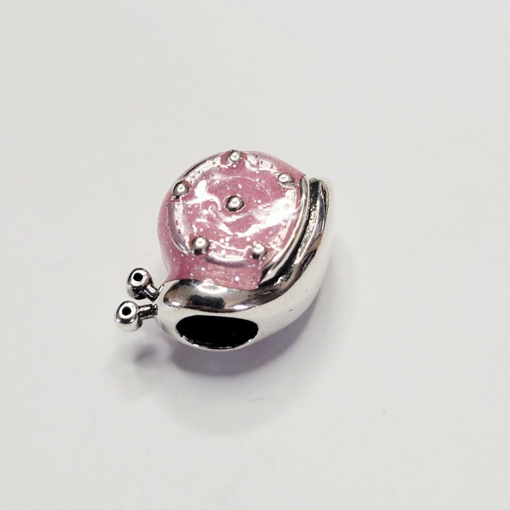 NWT For Pandora Charm Bracelets Pink And Silver Snail In A Shell Slider Charm - Picture 4 of 6